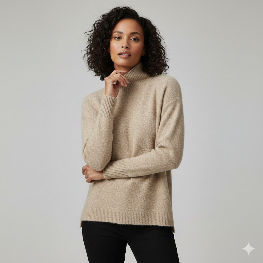 Other Stories Mock Neck Sweater Beige Wool Alpaca‎ Blend Size S